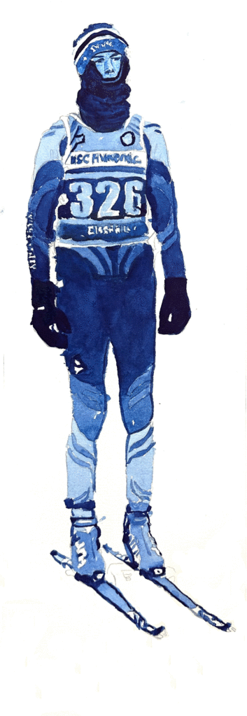 Study-for-The-Tall-Skier-21X8"-Gouche-on-Paper-$300